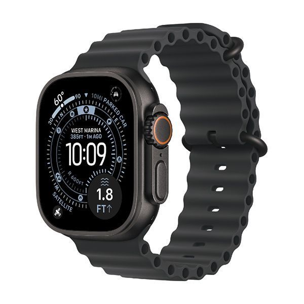 Apple Watch Series Ultra 3 49mm Black Titanium Case with Black Ocean Band One Size